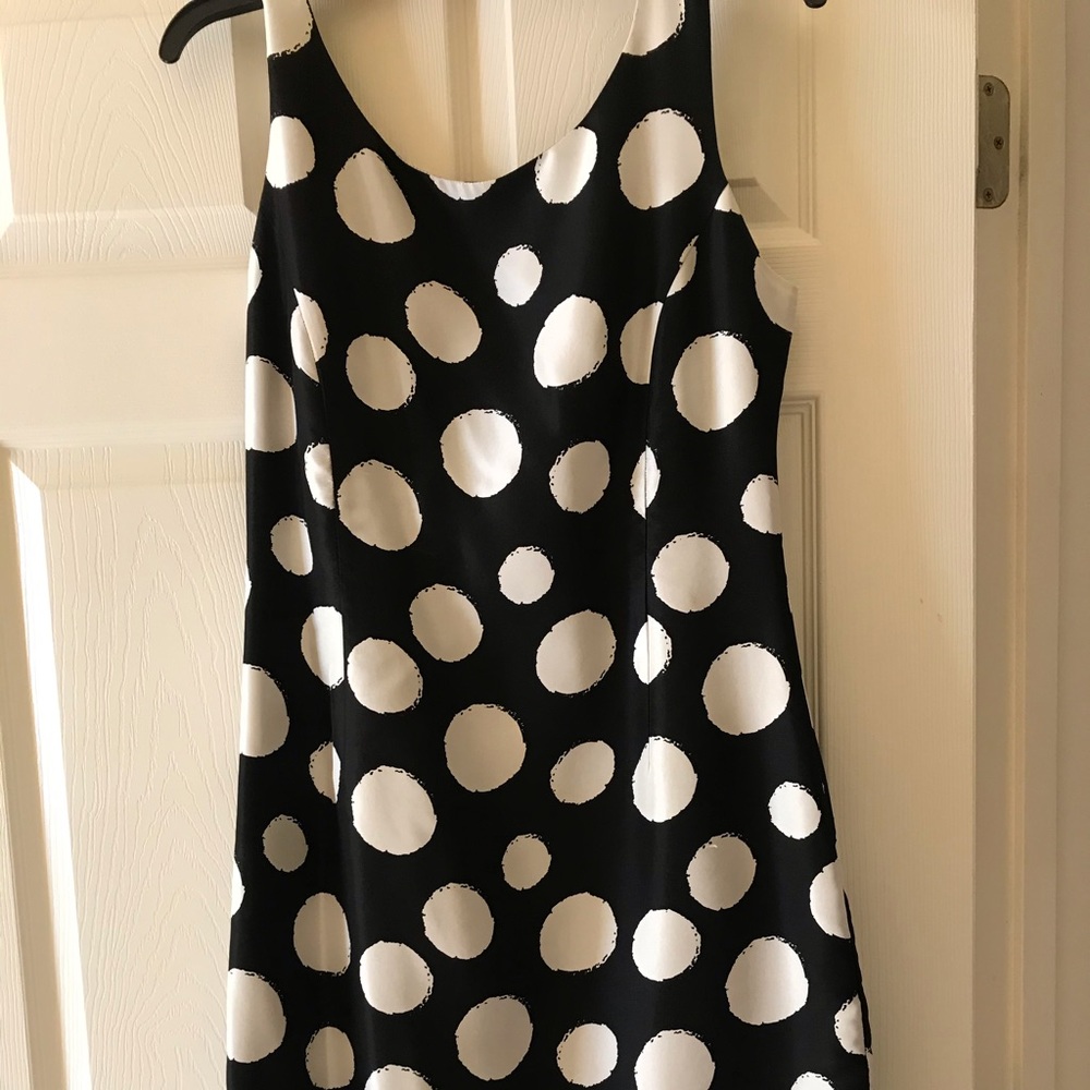 Black dress with white polka dots